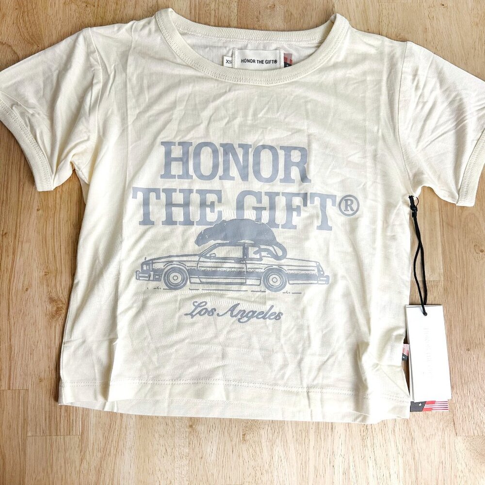 NWT Honor the Gift Crop Tee T-Shirt Ivory Car Los Angeles XS